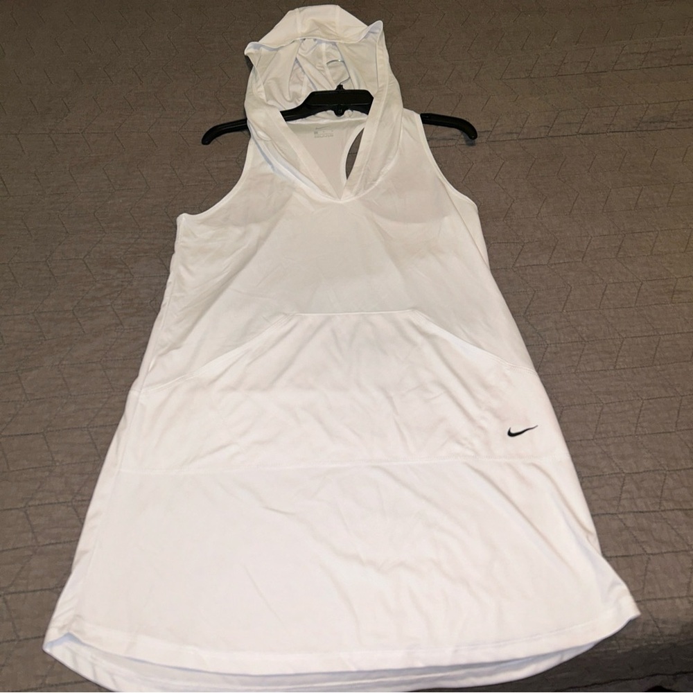Nike Swim Women's Hooded Dress Cover-Up White Medium Pool Lightweight